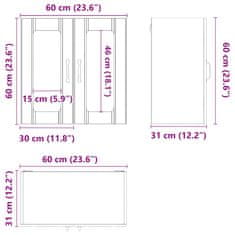 Vidaxl Kuhinjska stenska omarica s steklenimi vrati Lucca inž. les