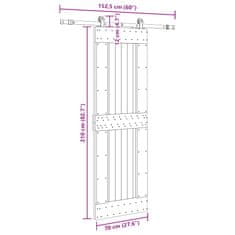 Vidaxl Drsna vrata s kompletom vodil 70x210 cm trdna borovina