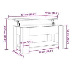 Vidaxl Klubska mizica artisan hrast 101x49x52 cm inženirski les