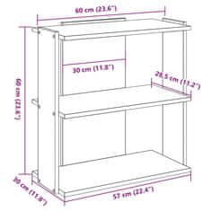 Vidaxl Knjižna omara 3-nadstropna sonoma hrast 60x30x60 cm inž. les