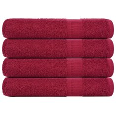 shumee vidaXL Brisače 4 kos bordo 100x200 cm 360 g/m² 100% bombaž