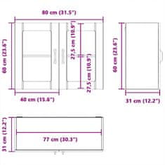 Vidaxl Kuhinjska stenska omarica s steklenimi vrati Lucca inž. les