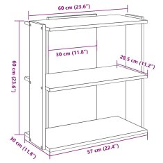 Vidaxl Knjižna omara 3-nadstropna bela 60x30x60 cm inž. les