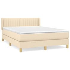 Vidaxl Box spring postelja z vzmetnico krem 140x190 cm blago