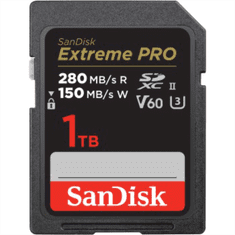 SanDisk Extreme PRO 1 TB V60 UHS-II kartice SD, 280/150 MB/s,V60,C10,UHS-II