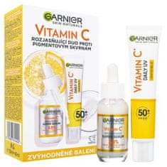 Garnier Skin Naturals Vitamin C Set dnevni serum za obraz Skin Naturals Vitamin C Brightening Super Serum 30 ml + dnevni fluid za obraz Skin Naturals Vitamin C Daily UV Invisible SPF50 40 ml za ženske