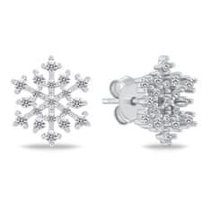 Brilio Silver Srebrn komplet nakita s cirkoni Snowflakes SET277W (uhani, obesek)