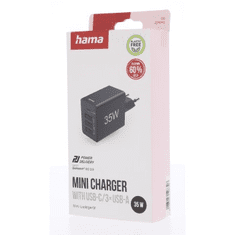 Hama hitri polnilec USB 1x USB-C + 3x USB-A, PD/QC, 35 W