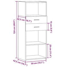 Vidaxl Visoka omara rjavi hrast 50x42,5x124 cm inženirski les