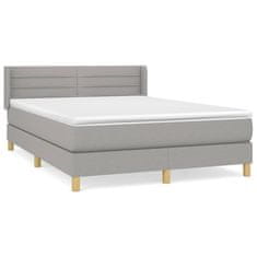 Vidaxl Box spring postelja z vzmetnico svetlo siva 140x200 cm blago