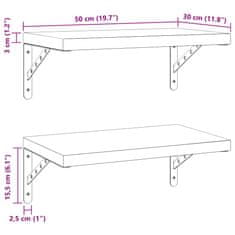 Vidaxl Stenske police 2 kosa 50x30 cm srebrna nerjaveče jeklo