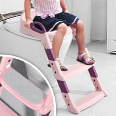 JOJOY® Otroška straniščna školjka s stopnicami, Ergonomski sedež za stranišče, Pilagodljiva lestev za stranišče KIDDISTEP roza + Udobna podloga KIDDIPAD | KIDISTEPADPINK