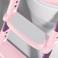 JOJOY® Otroška straniščna školjka s stopnicami, Ergonomski sedež za stranišče, Pilagodljiva lestev za stranišče KIDDISTEP roza + Udobna podloga KIDDIPAD | KIDISTEPADPINK