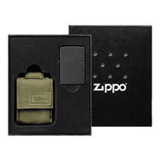 Zippo vžigalnik 49400 Black Crackle in etui OD Green Pouch