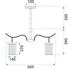 Toolight STROPNA VISEČA SVETILKA KOVINSKI KRISTAL APP768-7CP