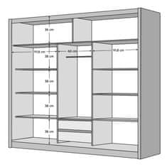 KONDELA Omara z drsnimi vrati Ladder 250 - bela/hrast craft