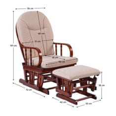 KONDELA Gugalni stol Talman s stolčkom za noge - oreh / bež