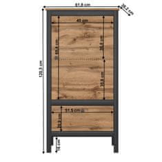 KONDELA Enovratna komoda s predalom Lofta 1D1S/60 - hrast wotan / črna