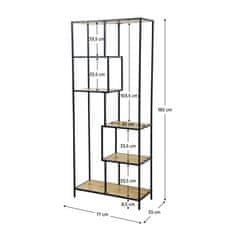 KONDELA Bilote regal tip 3 - črna / hrast