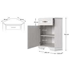 KONDELA Kotna komoda Tiffy 1D1S - woodline krem