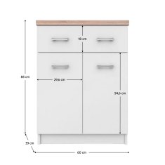 KONDELA Dvovratna komoda s predalom Topty Tip 41 2D1S/60 - bela / sonoma hrast