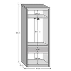 KONDELA Štirivratna garderobna omara s predalom Norty tip 22 - hrast sonoma
