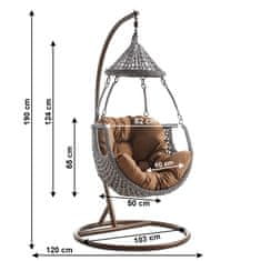 KONDELA Viseči gugalni stol Luanda - rjav/sivo-rjav