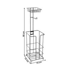 KONDELA Kovinsko stojalo za toaletni papir Merdo - črno