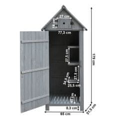 KONDELA Lesena vrtna hiška za orodje Zenta - siva