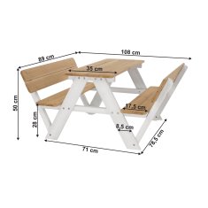 KONDELA Lesena otroška vrtna garnitura Abalo - bela / naravna
