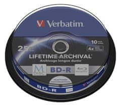 Verbatim M-DISC BD-R Blu-Ray SL 25 GB/ 4x/ tiskanje s črnilom/ 10 paketov/ vreteno