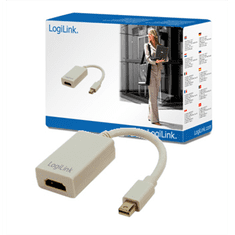 LogiLink Logilink video adapter | 19-pinski HDMI tipa A | ženski | Mini DisplayPort | moški | beli | 0,1 m