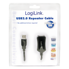 LogiLink Logilink | Podaljševalni kabel USB | Ženski | 4 nožice USB tipa A | Moški | Črn | 4 nožice USB tipa A | 5 m