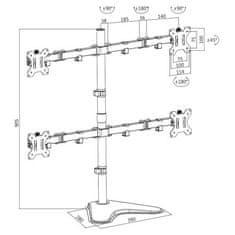 LogiLink Logilink BP0046 Stojalo za štiri monitorje 13"-32'' Logilink | Namizni nosilec | BP0046 | 13-32 " | Največja teža (nosilnost) Nosilnost vsake roke: Največ 8 kg | Črna