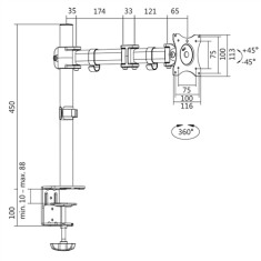 LogiLink Logilink | Namizni nosilec | BP0021 | 13-27 " | Največja teža (nosilnost) 8 kg