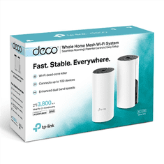 TP-Link TP-LINK | Celoten domači sistem Mesh WiFi | Deco M4 (2 paketa) | 802.11ac | 300+867 Mbit/s | 10/100/1000 Mbit/s | Ethernet LAN (RJ-45) vrata 2 | Mesh Support Ne | MU-MiMO Da | Brez mobilnega širokopas