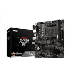 MSI MSI | A520M PRO | Družina procesorjev AMD | Procesorska vtičnica AM4 | DDR4 | Spominske reže 2 | Število priključkov SATA | Čipovski nabor AMD A | Micro ATX