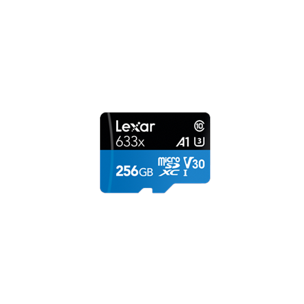 Lexar Lexar | Visoko zmogljiva kartica micro SDXC 256 GB | UHS-I 633x | razred 10, U3, V30, A1 | hitrosti branja do 100 MB/s, hitrosti pisanja do 45 MB/s | idealna za pametne telefone, tablice in športne ka