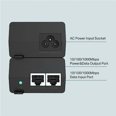 TP-Link TP-LINK | Vbrizgalnik PoE+ | TL-POE160S | 10/100/1000 Mbit/s | Vrata Ethernet LAN (RJ-45) 1x10/100/1000Mbps RJ45 vhodna vrata za podatke, 1x10/100/1000Mbps RJ45 izhodna vrata za podatke in napajanje