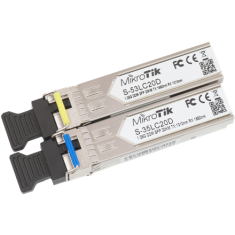 Mikrotik MikroTik Par modulov SFP S-3553LC20D (S-35LC20D 1.25G SM 20km T1310nm/R1550nm + S-53LC20D 1.25G SM 20km T1550nm/R1310nm) MikroTik | Največja razdalja prenosa 20000 m