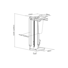 Digitus Digitus | Nosilec za PC mizo | 30-51 cm | DA-90411 | " | Steel | Black