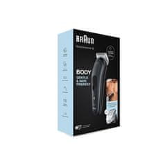 Braun Braun | BG3340 | Strojček za nego telesa | Brezžični in žičniški | Število stopenj dolžine | Število brivniških glav/rezil | Črna/siva