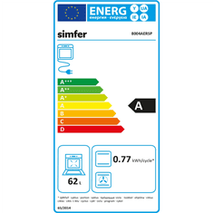 Simfer Simfer | 8004AERSP | Pečica | 62 L | Električna | Ročno | Mehansko upravljanje | Višina 60 cm | Širina 60 cm | Črna