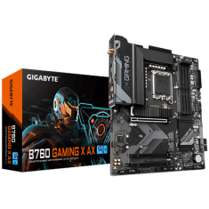 Gigabyte Gigabyte | B760 GAMING X AX 1.1 M/B | Družina procesorjev Intel | Procesorska vtičnica LGA1700 | DDR5 DIMM | Pomnilniške reže 4 | Podprti vmesniki za trdi disk SATA, M.2 | Število priključkov SATA 4 |