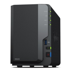 Synology Synology | DS223 | Do 2 HDD/SSD z vročo zamenjavo | Realtek | RTD1619B | Frekvenca procesorja 1,7 GHz | 2 GB | DDR4