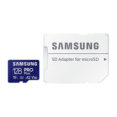 Samsung Samsung | Kartica MicroSD z adapterjem SD | PRO Plus | 128 GB | pomnilniška kartica microSDXC | Flash pomnilnik razreda U3, V30, A2 | adapter SD