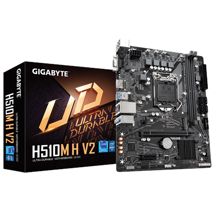 Gigabyte Gigabyte | H510M H V2 1.0 M/B | Družina procesorjev Intel | Procesorska vtičnica LGA1200 | DDR4 DIMM | Pomnilniške reže 2 | Podprti vmesniki za trdi disk SATA, M.2 | Število priključkov SATA 4 | Chips