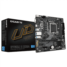 Gigabyte Gigabyte | B760M H DDR4 1.0 M/B | Družina procesorjev Intel | Procesorska vtičnica LGA1700 | DDR4 DIMM | Pomnilniške reže 2 | Podprti vmesniki za trdi disk SATA, M.2 | Število priključkov SATA 4 | Čip