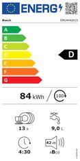 Bosch Bosch | Pomivalni stroj | SMU4HAI01S | Vgradni | Širina 60 cm | Število nastavitev 13 | Število programov 6 | Razred energijske učinkovitosti D | Zaslon | Funkcija AquaStop | Silver