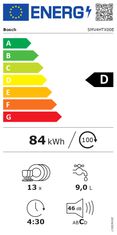 Bosch Bosch | Pomivalni stroj | SMV4HTX00E | Vgradni | Širina 60 cm | Število nastavitev 13 | Število programov 6 | Razred energijske učinkovitosti D | Zaslon | Funkcija AquaStop | Bela